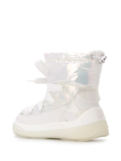 Shop Moncler Iridescent Padded Boots In White