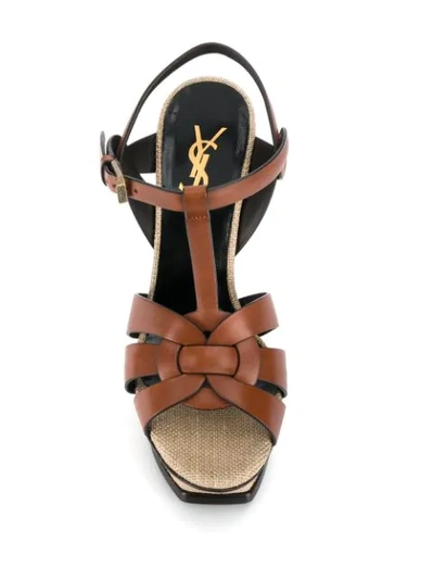 Shop Saint Laurent Tribute 105mm Sandals In Brown