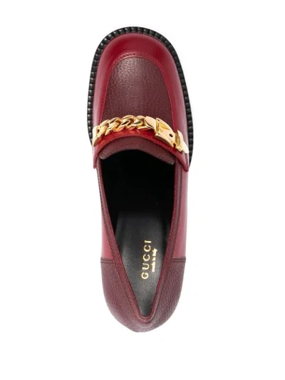 Shop Gucci Chain-detail Mid-heel Loafers In Red