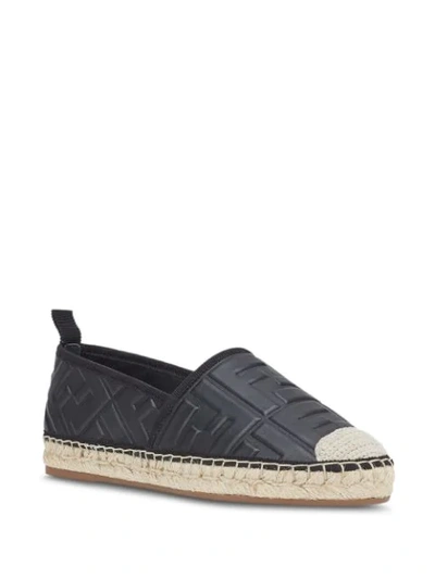 Shop Fendi Logo Embossed Espadrilles In Black