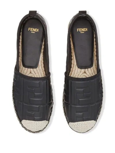 Shop Fendi Logo Embossed Espadrilles In Black