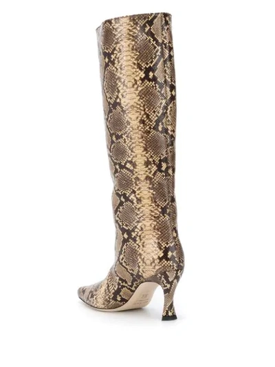 Shop By Far Snakeskin Print Boots In Neutrals