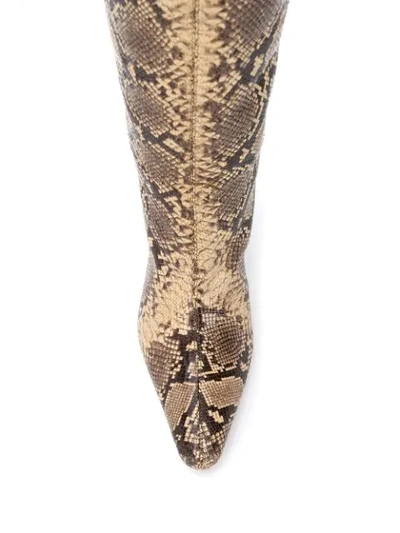Shop By Far Snakeskin Print Boots In Neutrals