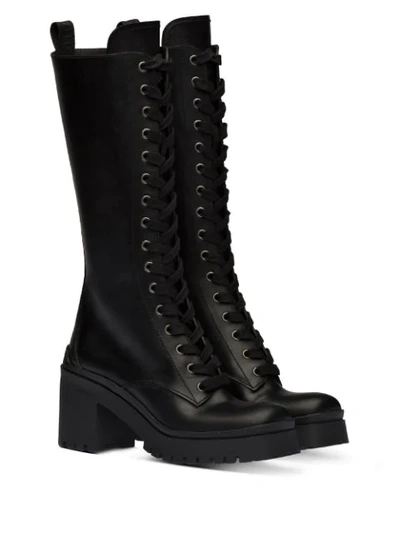 Shop Miu Miu Military-style Knee-high Boots In Black