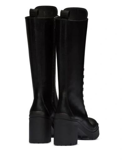 Shop Miu Miu Military-style Knee-high Boots In Black