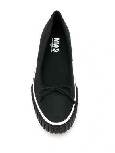 Shop Mm6 Maison Margiela Bow Detail Ballerina Shoes In Black