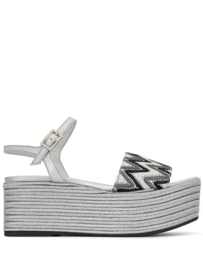 Madison.maison Woven Leather 50mm Wedges In Silver