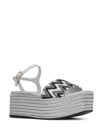 Madison.maison Woven Leather 50mm Wedges In Silver
