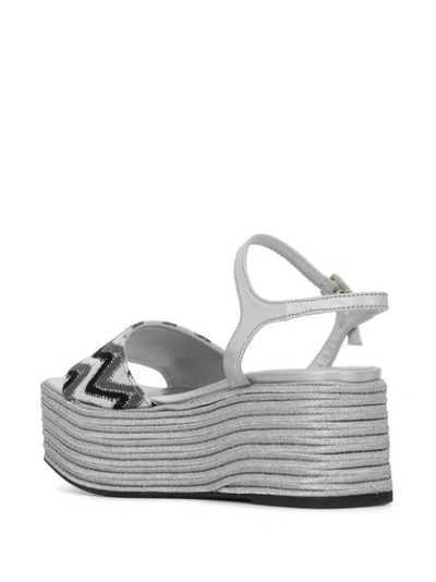 Madison.maison Woven Leather 50mm Wedges In Silver