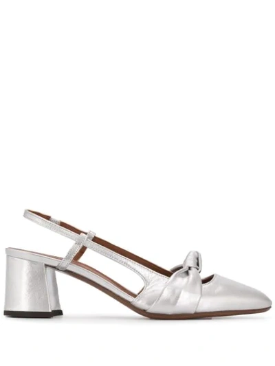 Shop L'autre Chose Metallic Knot Detail Pumps In Silver