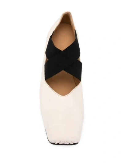 Shop Uma Wang Cross-over Strap Ballerina Shoes In White