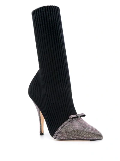 Shop Marco De Vincenzo Ribbed Knit Sock Boots In Black