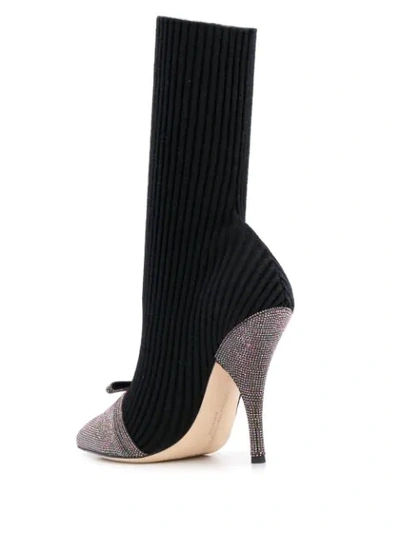 Shop Marco De Vincenzo Ribbed Knit Sock Boots In Black