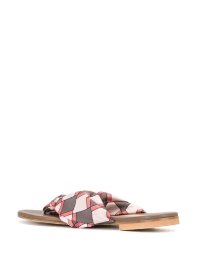 Shop Avec Modération Geometric Scarf Sandals In Brown