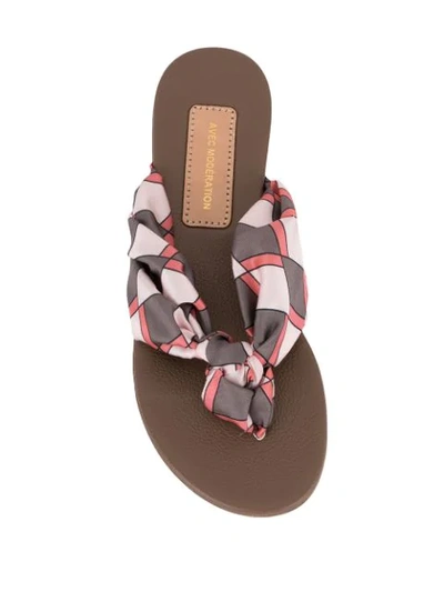 Shop Avec Modération Geometric Scarf Sandals In Brown