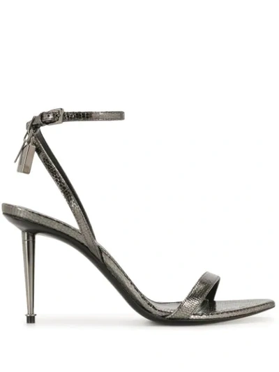 Shop Tom Ford Padlock Detail Metallic Sandals In Black