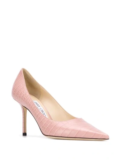 Shop Jimmy Choo Love 85mm Crocodile-effect Pumps In Pink