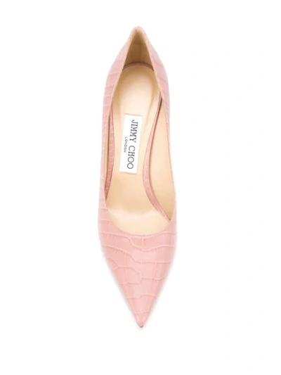 Shop Jimmy Choo Love 85mm Crocodile-effect Pumps In Pink