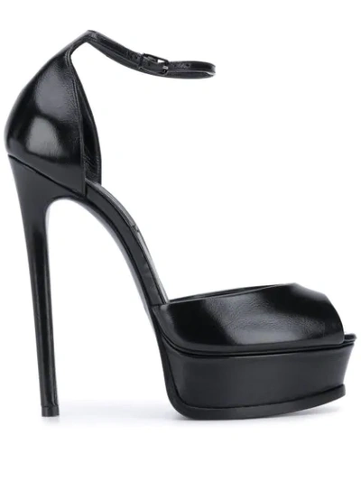 Shop Casadei Peep-toe Platform Sandals In Black