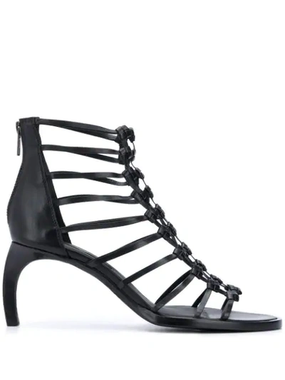 Shop Ann Demeulemeester Woven Cage Sandals In Black