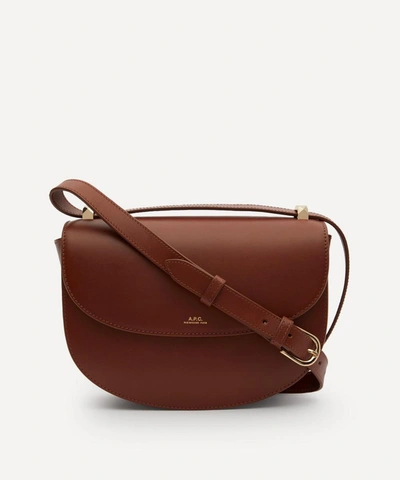 Shop Apc Geneve Leather Cross-body Bag In Brown