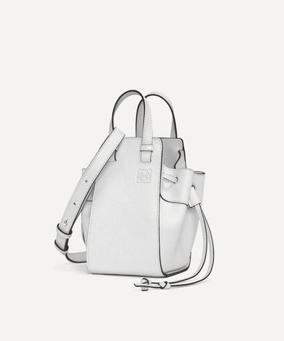 Shop Loewe Mini Hammock Drawstring Leather Bag In Soft White