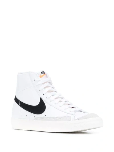 Nike Blazer Mid Suede-trimmed Leather High-top Sneakers In White/black |  ModeSens