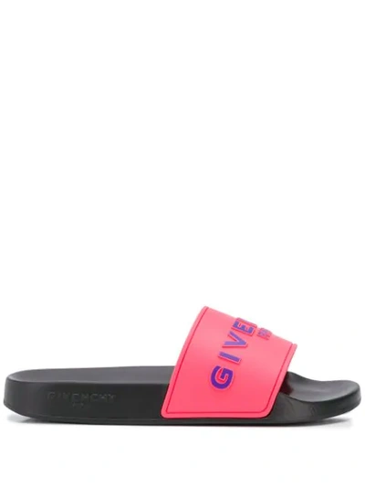 Shop Givenchy Paris Logo Slides In Pink