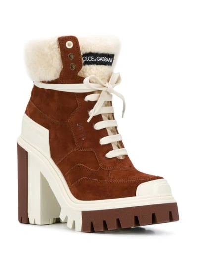 Shop Dolce & Gabbana High-heeled Trekking Boots In Brown