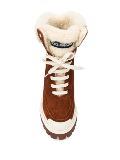 Shop Dolce & Gabbana High-heeled Trekking Boots In Brown