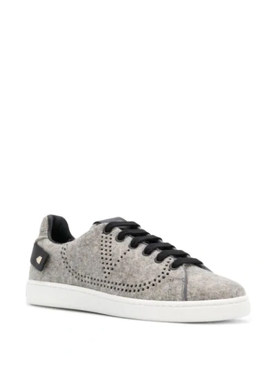 Shop Valentino Vlogo Perforated Sneakers In Grey