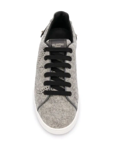 Shop Valentino Vlogo Perforated Sneakers In Grey