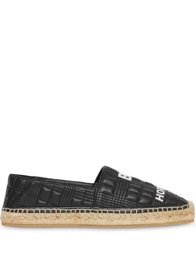 Shop Burberry Horseferry-print Quilted Espadrilles In Black