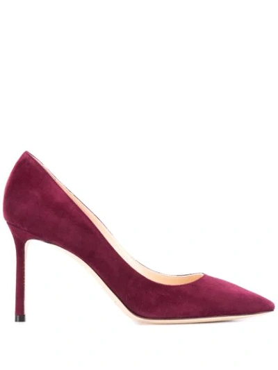 Shop Jimmy Choo Romy 85mm Pointed Pumps In Red