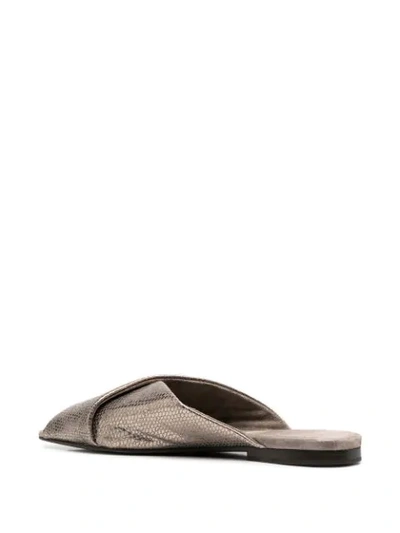 Shop Brunello Cucinelli Crossover Leather Slides In Gold