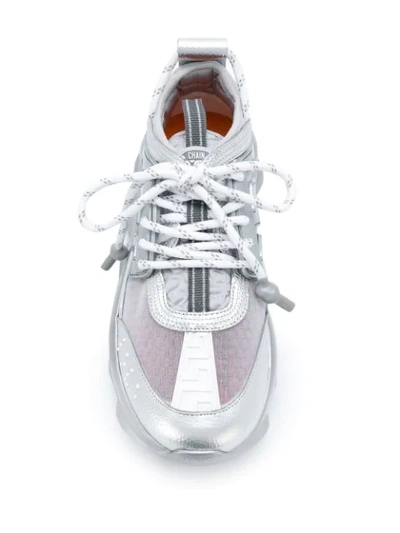Shop Versace Chain Reaction Low-top Sneakers In Silver