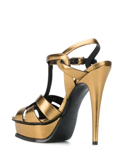 Shop Saint Laurent Tribute Sandals In Gold
