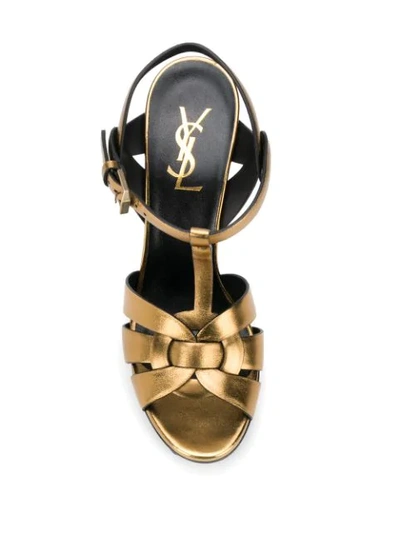 Shop Saint Laurent Tribute Sandals In Gold