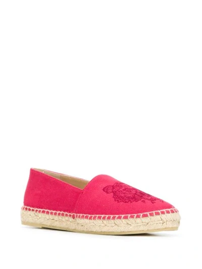 Shop Kenzo Embroidered-logo Espadrilles In Red
