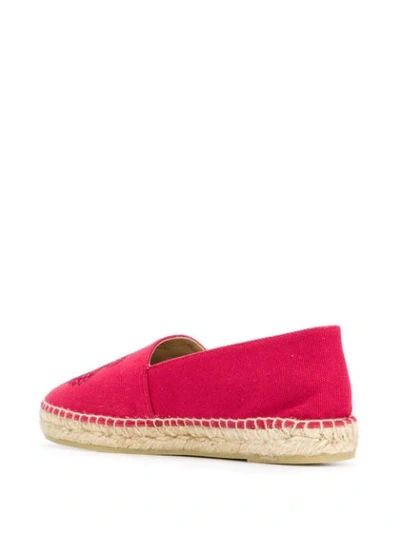 Shop Kenzo Embroidered-logo Espadrilles In Red