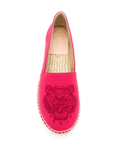 Shop Kenzo Embroidered-logo Espadrilles In Red