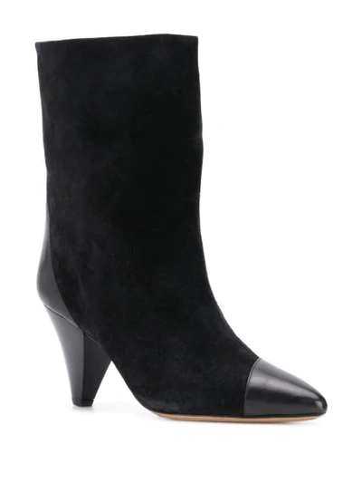 Shop Isabel Marant Delter Velvet-leather Ankle Boots In Black
