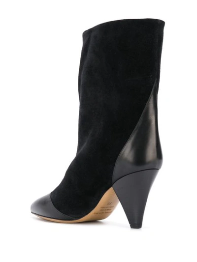 Shop Isabel Marant Delter Velvet-leather Ankle Boots In Black