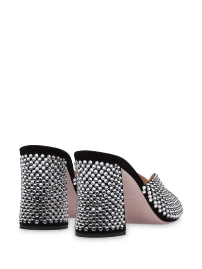 Shop Miu Miu Crystal-embellished 85mm Mules In Metallic