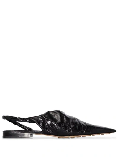 Shop Bottega Veneta Point Twist Ballerina Shoes In Black