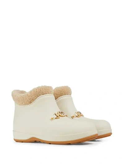 Shop Gucci Gg Horsebit Rubber Ankle Boots In White