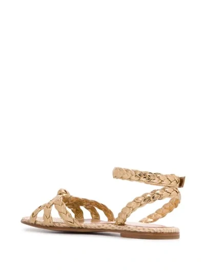 Shop Gianvito Rossi Braided Flat Sandals In Gold