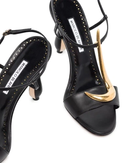 Shop Manolo Blahnik Embellished Sandals In Black