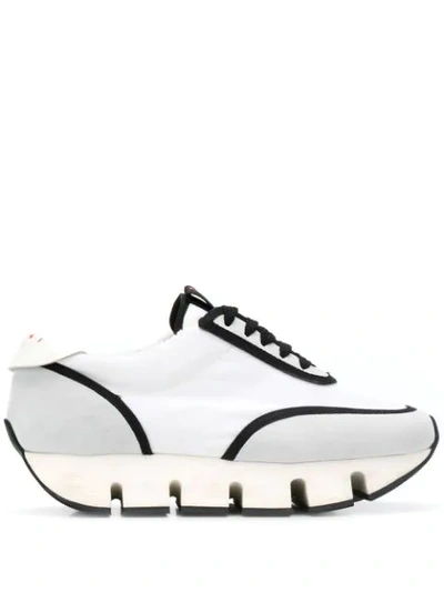 Shop Marni Big Cut Round Platform Sneakers In White