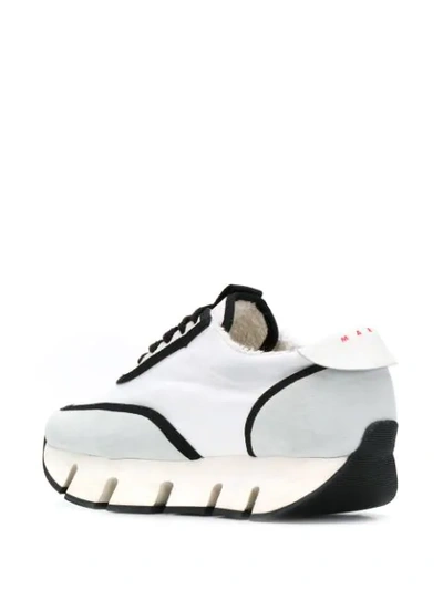 Shop Marni Big Cut Round Platform Sneakers In White